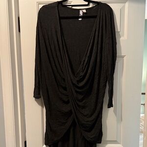 Black Draped Long Sleeve Top